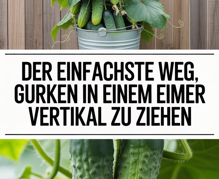 Der einfachste Weg, Gurken in einem Eimer vertikal zu ziehen