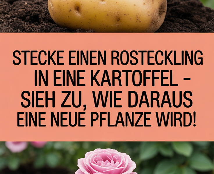 Stecke einen Rosensteckling in eine Kartoffel – sieh zu, wie daraus eine neue Pflanze wird!